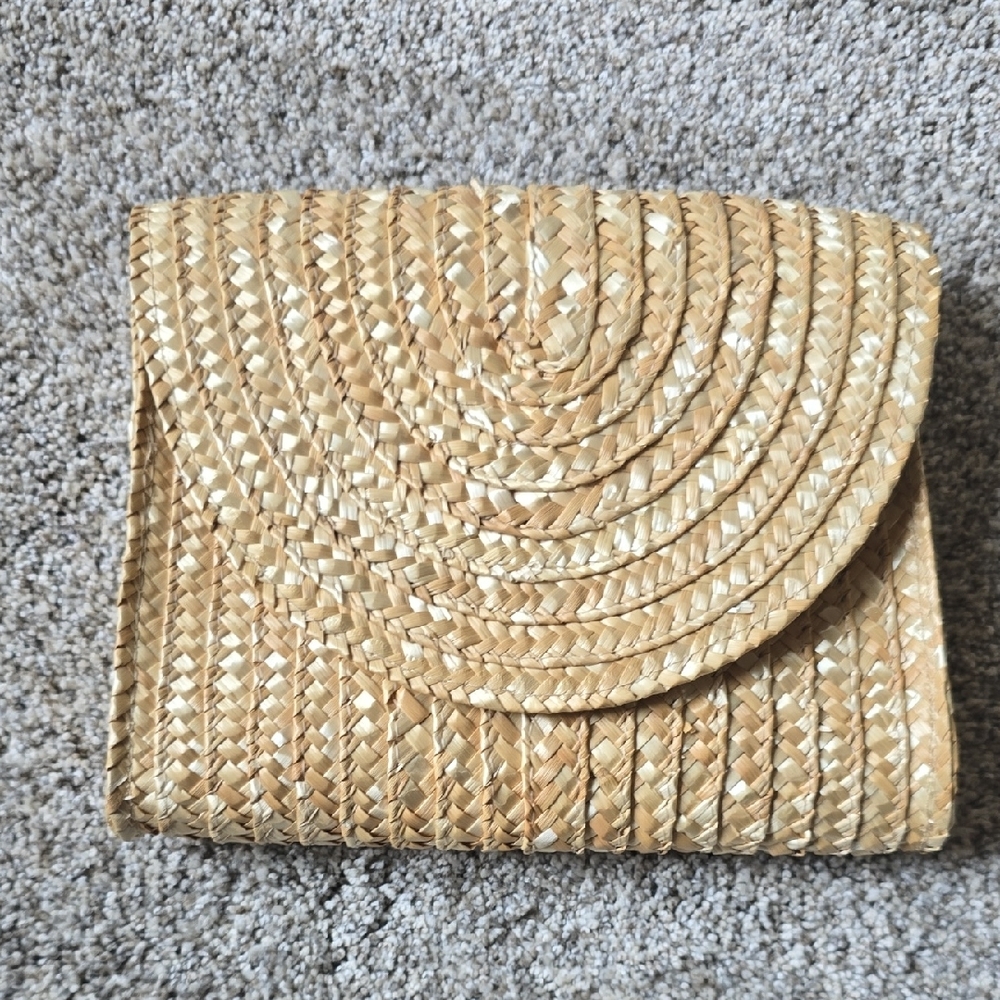 EWC Boho Tan Woven Clutch Bag